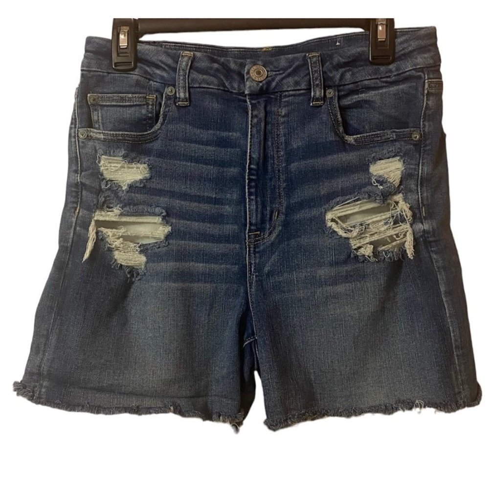 American Eagle next level stretch curvy high-rise Shortie jean shorts size 12